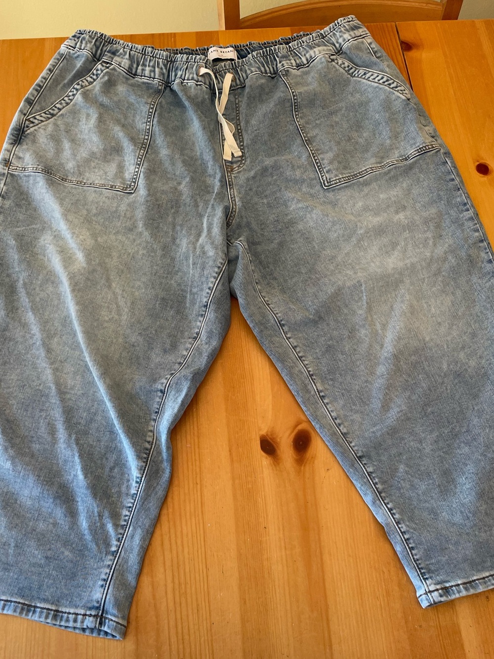 Lane Bryant High Rise Cloud Knit Denim Drawstring Capris